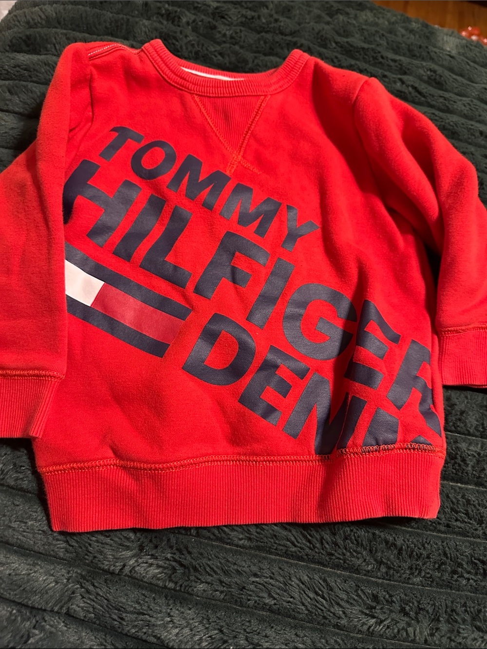 Tommy Hilfiger Red Logo Kids Sweatshirt with Navy & White Accents